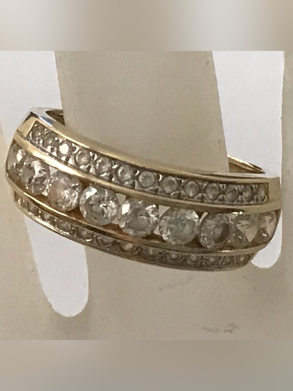 14K Yellow Gold Diamonique Band Ring Size 7